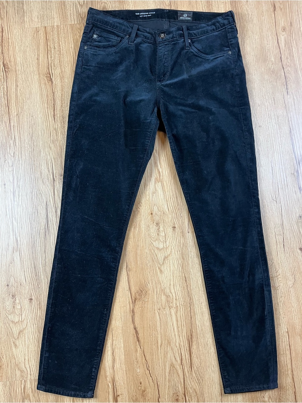 AG The Legging Ankle Black Velveteen Skinny Pants 28R